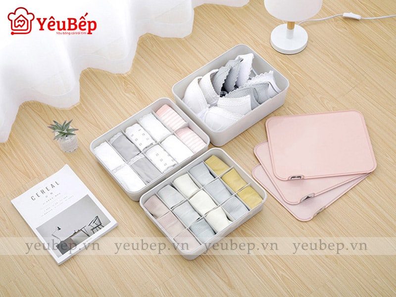 Hộp Bảo Quản Đồ Lót, Tất Bằng Nhựa Gọn Gàng Tủ Quần Áo