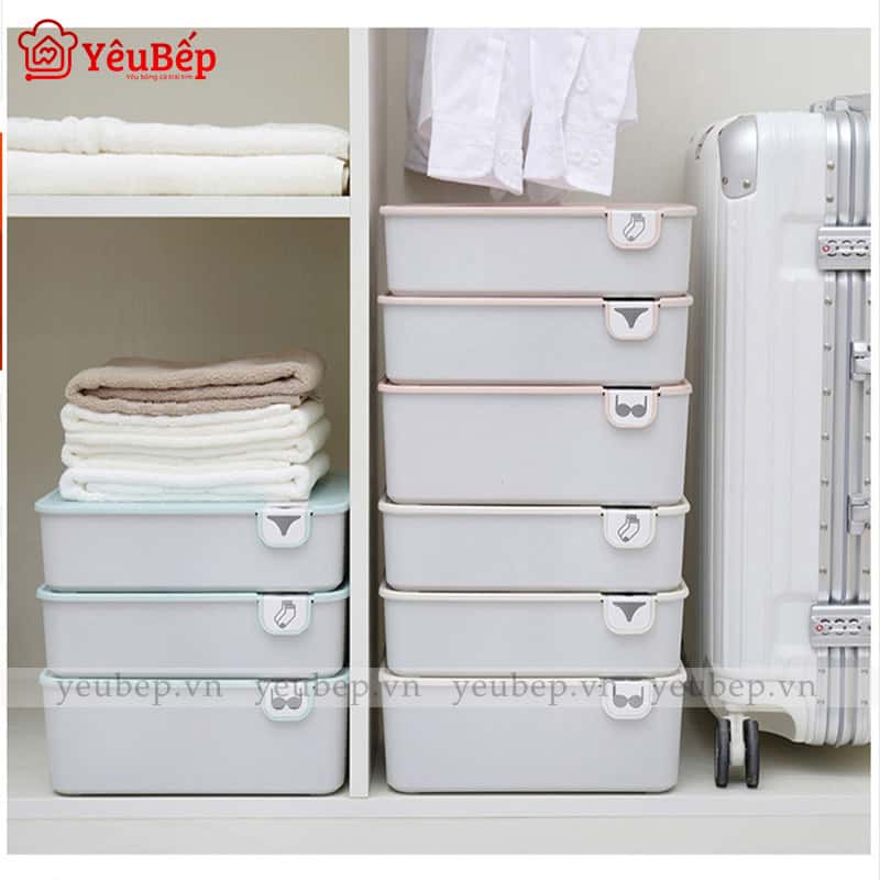 Hộp Bảo Quản Đồ Lót, Tất Bằng Nhựa Gọn Gàng Tủ Quần Áo