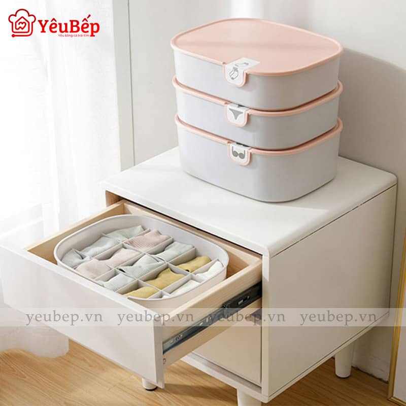 Hộp Bảo Quản Đồ Lót, Tất Bằng Nhựa Gọn Gàng Tủ Quần Áo