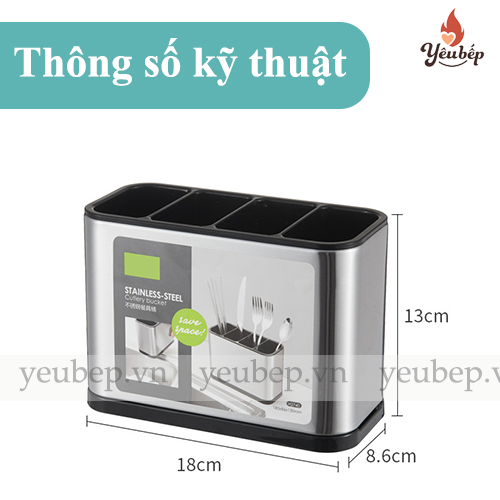 Ống đựng đũa bằng thép không gỉ, nhiều ngăn để bàn tiện lợi