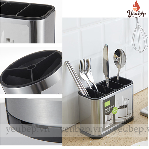 Ống đựng đũa bằng thép không gỉ, nhiều ngăn để bàn tiện lợi