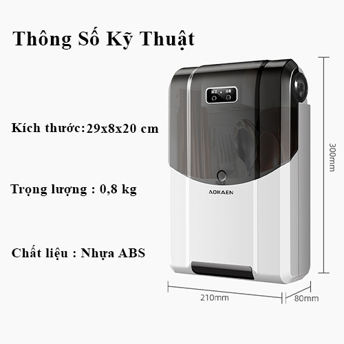 Ống Đựng Đũa, Muỗng Khử Trùng Có Nắp Đậy Khử Trùng Tia UV Treo Tường