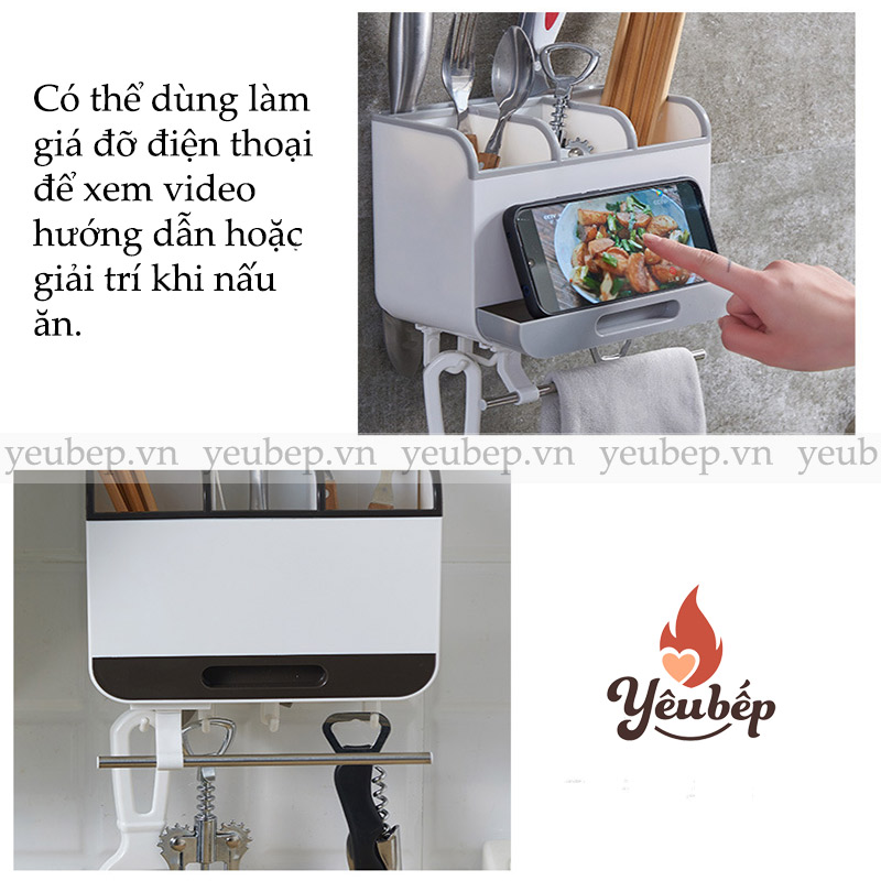 Kệ Đựng Đũa Muỗng Dao Treo Tường Thông Minh Bằng Nhựa ABS