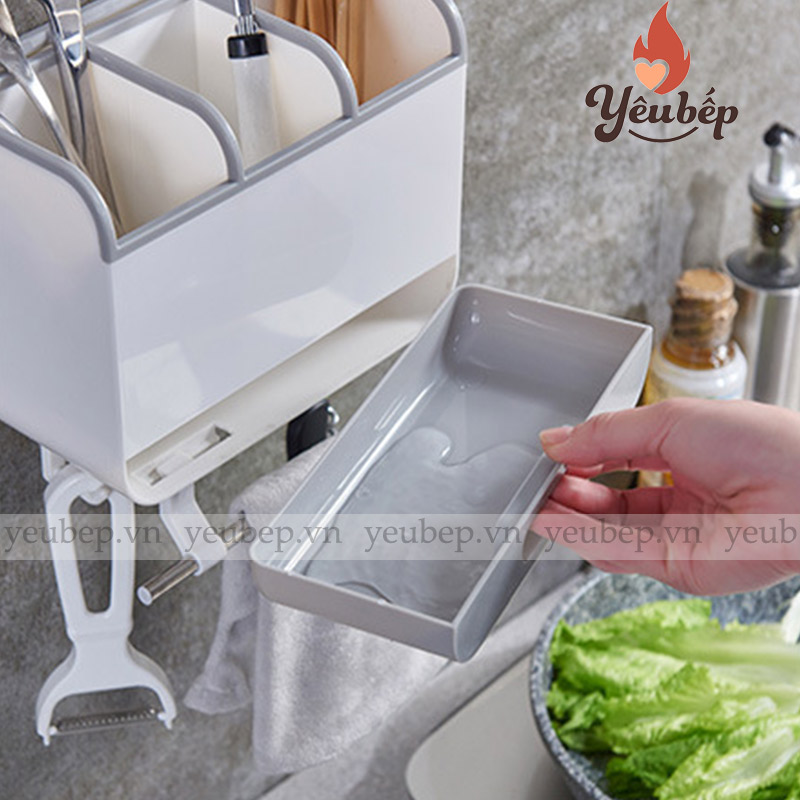 Kệ Đựng Đũa Muỗng Dao Treo Tường Thông Minh Bằng Nhựa ABS