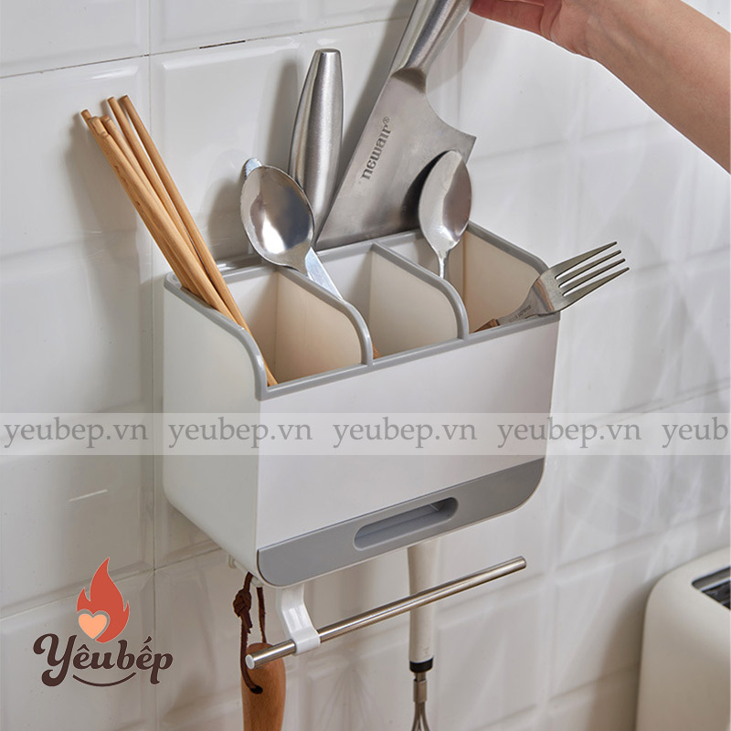 Kệ Đựng Đũa Muỗng Dao Treo Tường Thông Minh Bằng Nhựa ABS