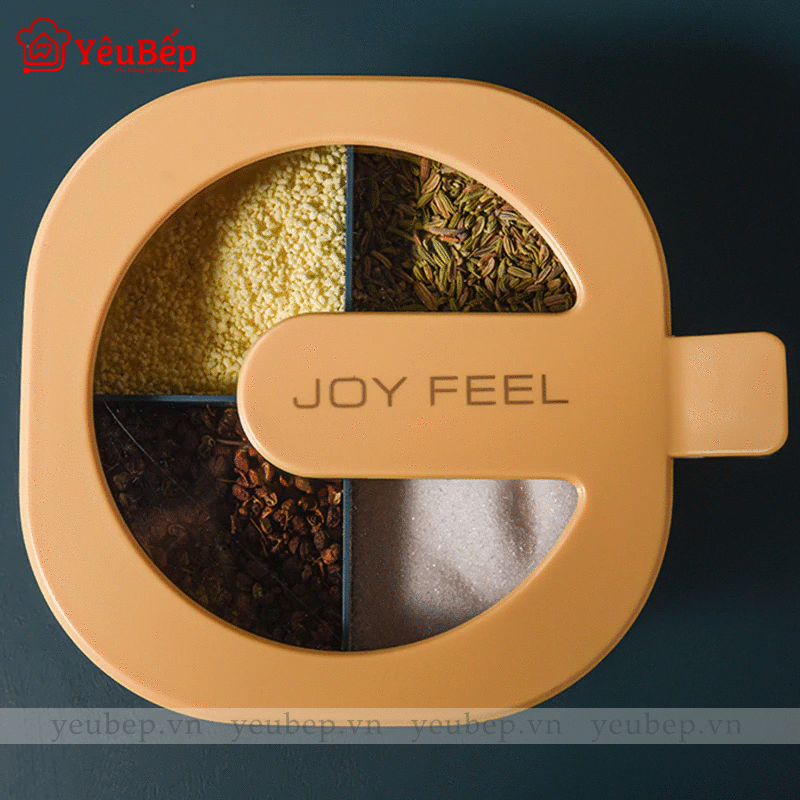 Hộp Đựng Gia Vị 4 Ngăn Bằng Nhựa Có Nắp Đậy, Tiện Lợi