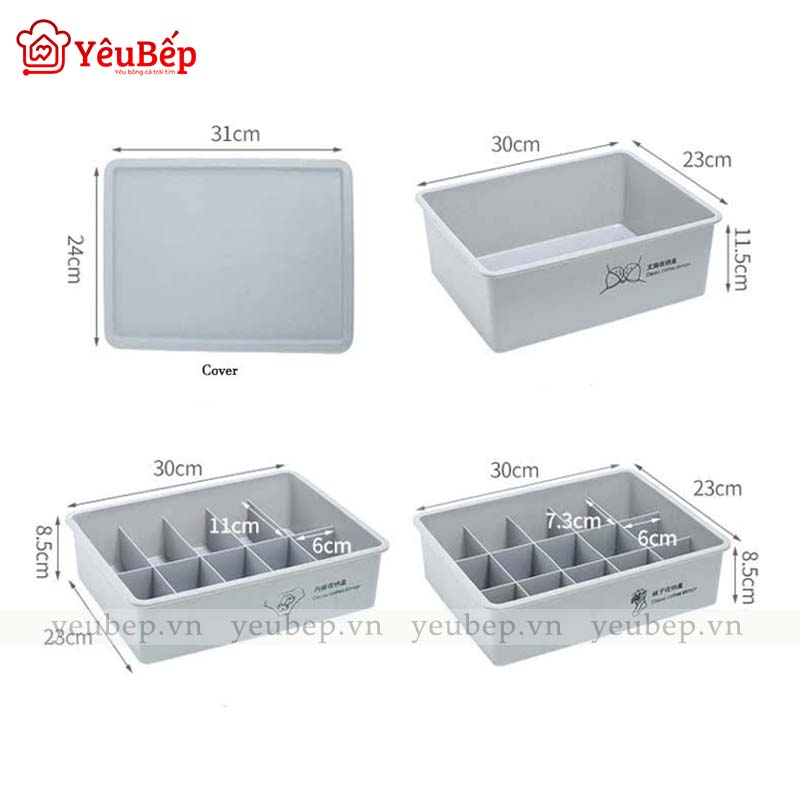 Hộp Đựng Đồ Lót, Nội Y, Tất Vớ, Chia Ngăn, Có Nắp