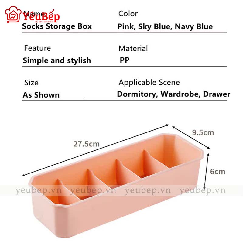 Hộp Đựng Đồ Lót, Bra, Phụ Kiện 5 Ngăn