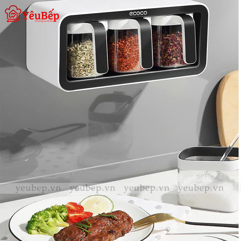 Hũ Đựng Gia Vị Ecoco Bằng Nhựa ABS Cao Cấp Dán Tường