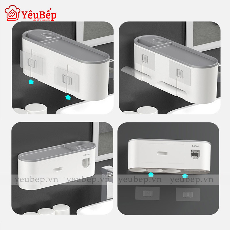 Kệ Để Đồ Nhà Tắm Và Bộ Dụng Cụ Nhả Kem Đánh Răng Tự Động Ecoco