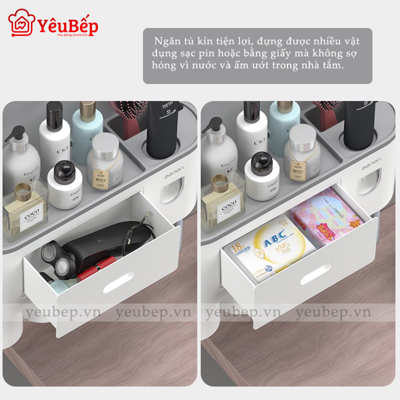 Kệ Để Đồ Nhà Tắm Và Bộ Dụng Cụ Nhả Kem Đánh Răng Tự Động Ecoco