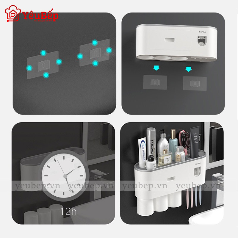 Kệ Để Đồ Nhà Tắm Và Bộ Dụng Cụ Nhả Kem Đánh Răng Tự Động Ecoco