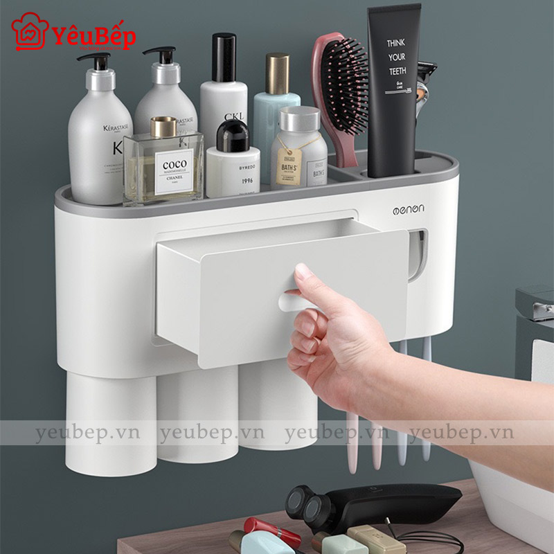 Kệ Để Đồ Nhà Tắm Và Bộ Dụng Cụ Nhả Kem Đánh Răng Tự Động Ecoco