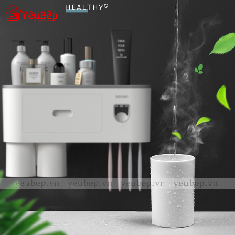 Kệ Để Đồ Nhà Tắm Và Bộ Dụng Cụ Nhả Kem Đánh Răng Tự Động Ecoco