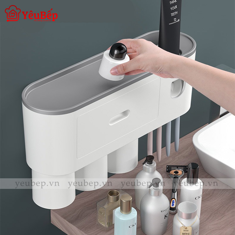 Kệ Để Đồ Nhà Tắm Và Bộ Dụng Cụ Nhả Kem Đánh Răng Tự Động Ecoco