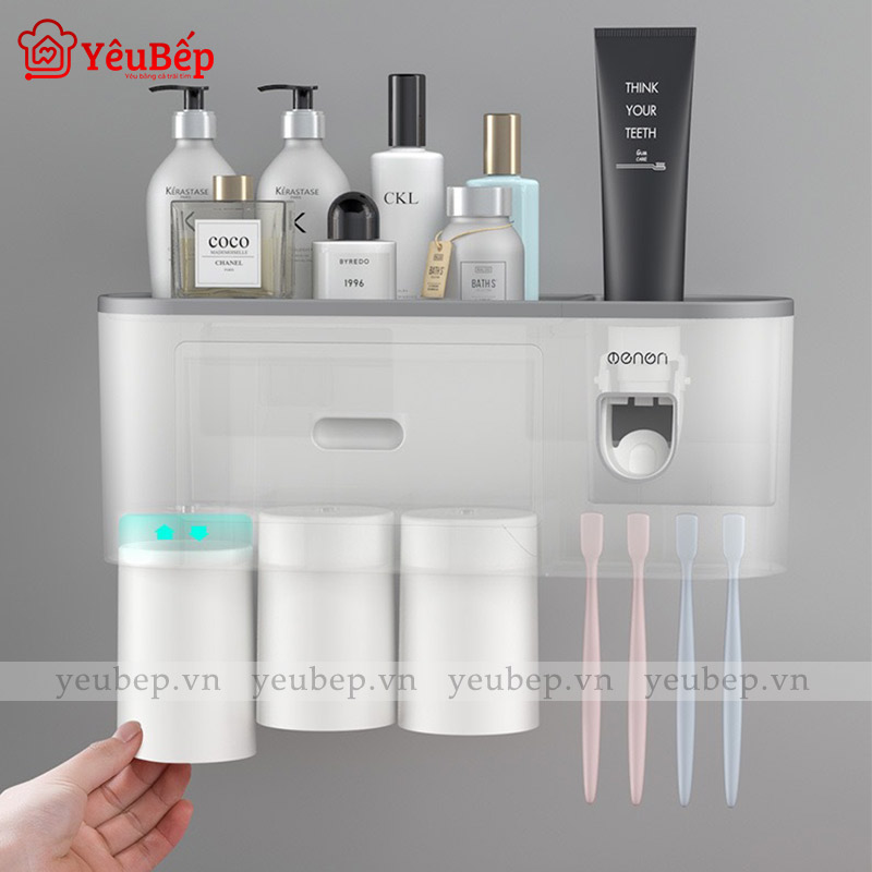 Kệ Để Đồ Nhà Tắm Và Bộ Dụng Cụ Nhả Kem Đánh Răng Tự Động Ecoco