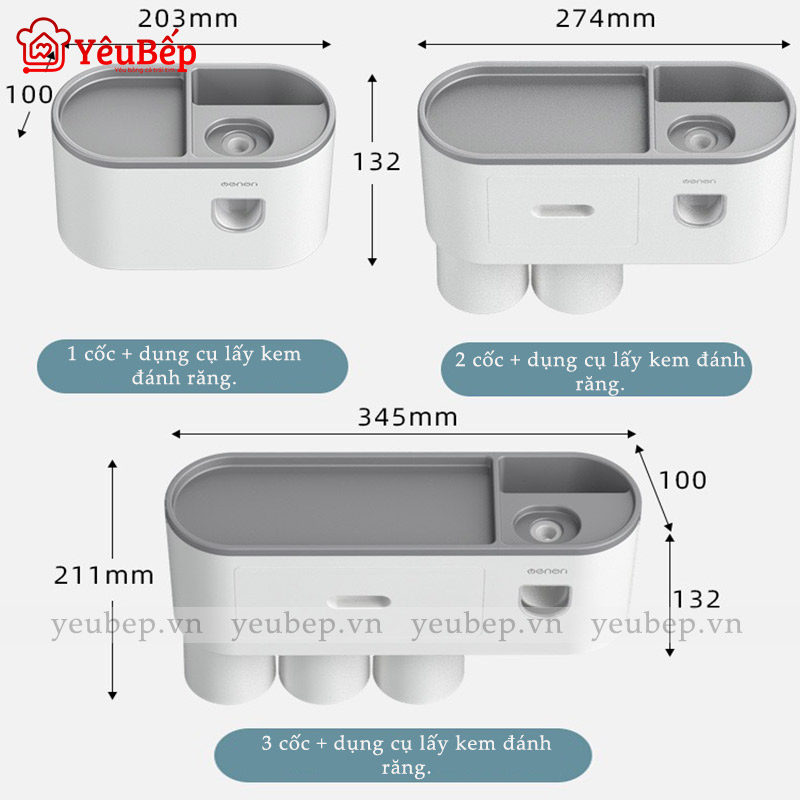 Kệ Để Đồ Nhà Tắm Và Bộ Dụng Cụ Nhả Kem Đánh Răng Tự Động Ecoco