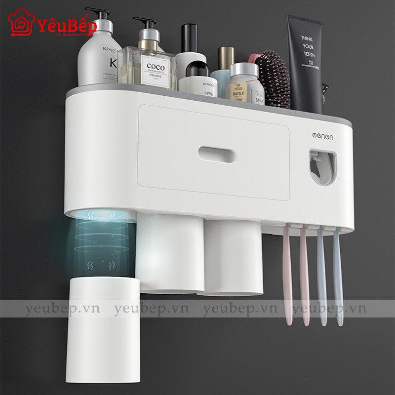 Kệ Để Đồ Nhà Tắm Và Bộ Dụng Cụ Nhả Kem Đánh Răng Tự Động Ecoco