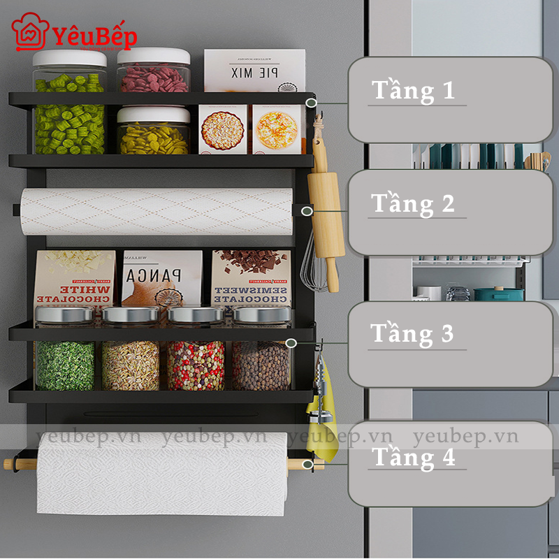 Kệ đựng gia vị Inox , treo tường có giá treo dụng cụ nhà bếp