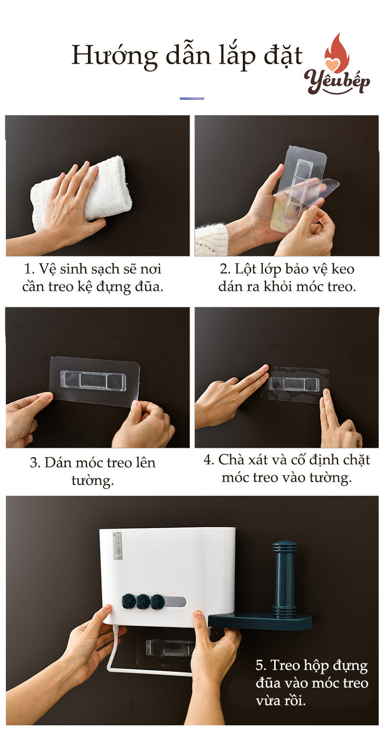 Hộp Đựng Đũa Muỗng Đa Năng Treo Tường