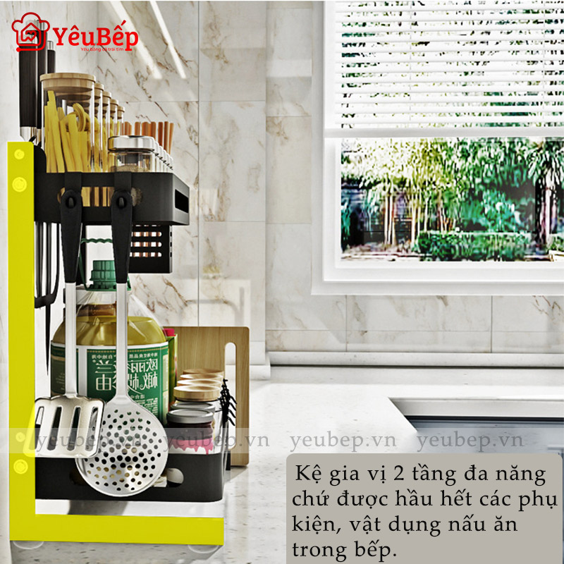 Kệ Đựng Gia Vị 2 Tầng Thông Minh Bằng Inox 201  - Kệ Gia Vị Chữ L