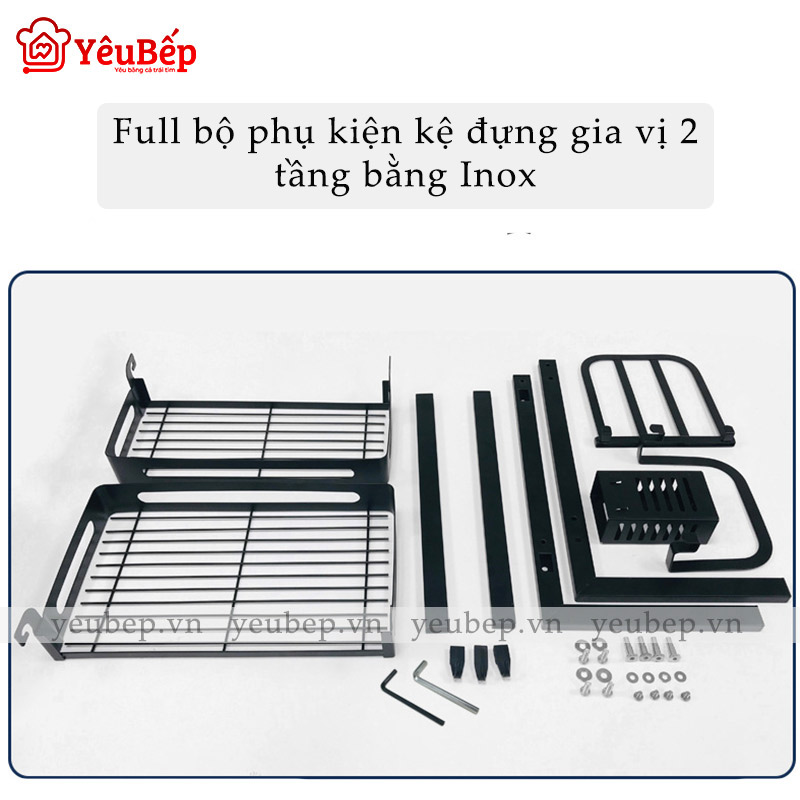 Kệ Đựng Gia Vị 2 Tầng Thông Minh Bằng Inox 201  - Kệ Gia Vị Chữ L
