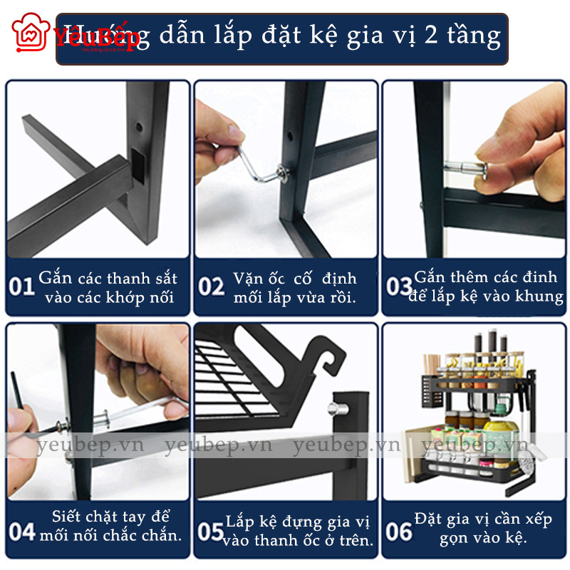 Kệ Đựng Gia Vị 2 Tầng Thông Minh Bằng Inox 201  - Kệ Gia Vị Chữ L