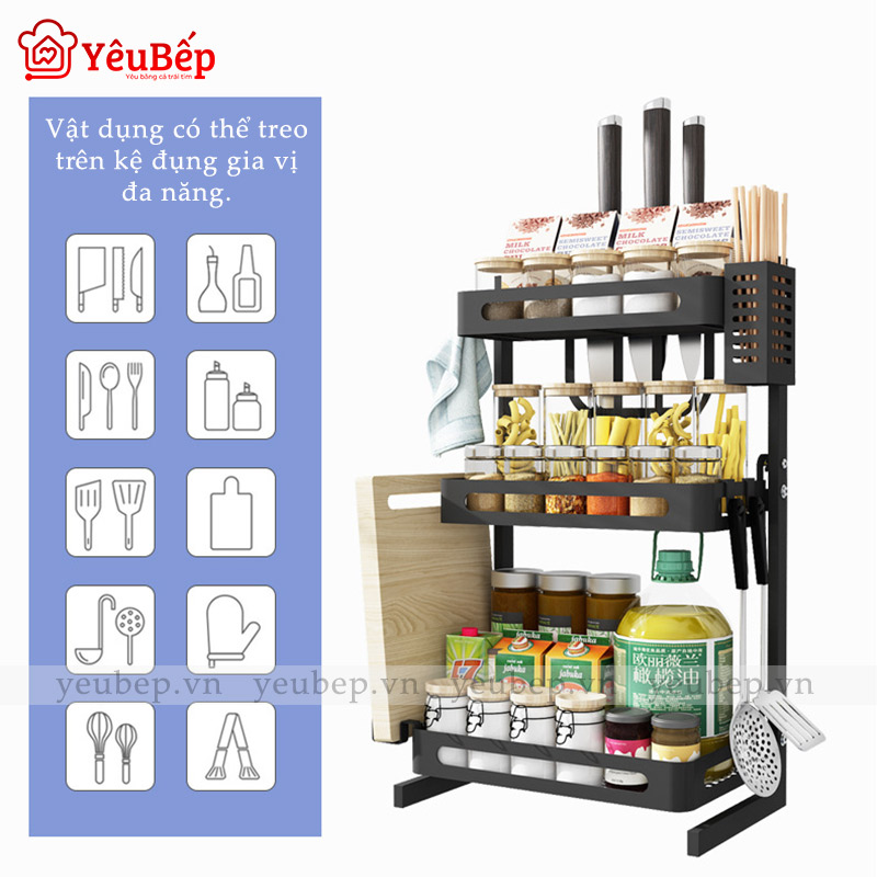 Kệ Đựng Gia Vị 3 Tầng Đa Năng Bằng Inox 304 - Kệ Hình Chữ L