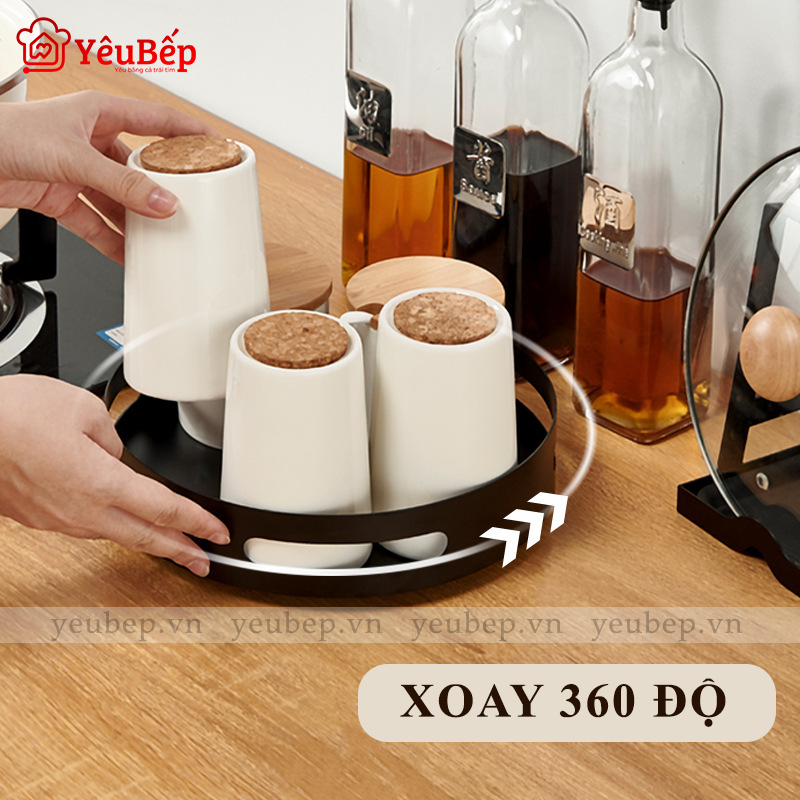 Kệ đựng gia vị xoay 360 độ 2 tầng thông minh