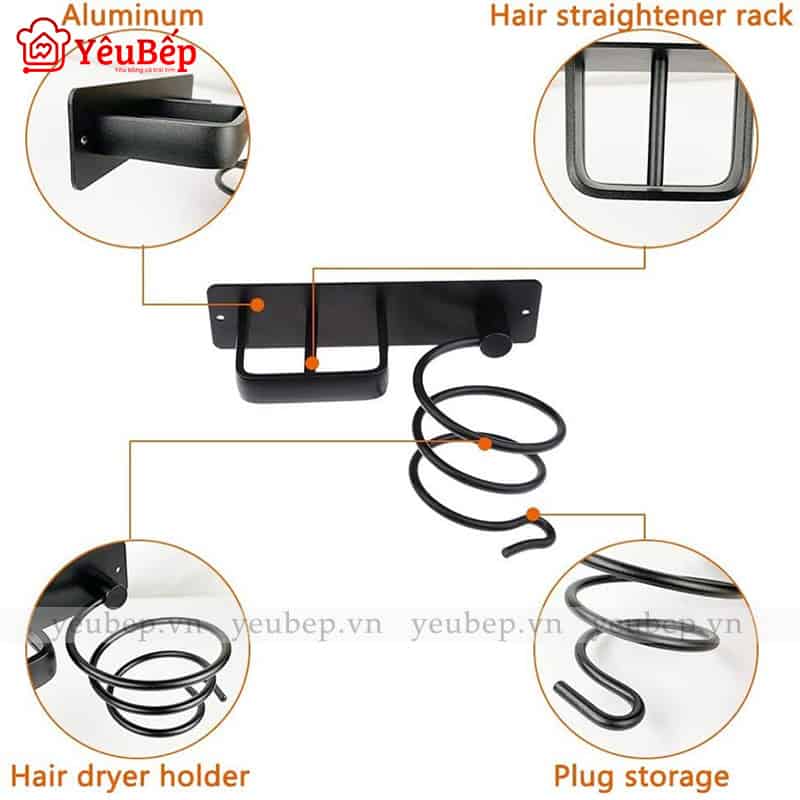Giá Đỡ Máy Sấy Tóc Bằng Nhôm Nhỏ Gọn, Tiện Lợi