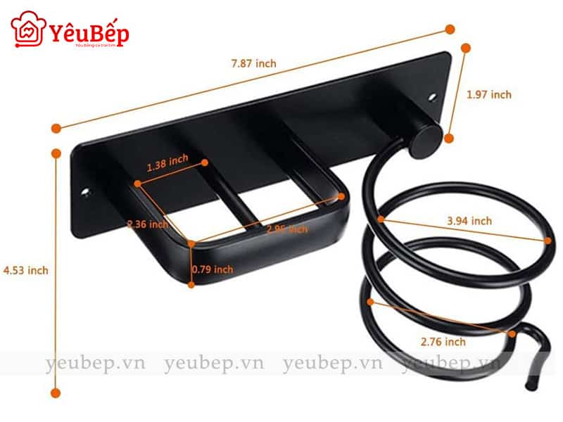 Giá Đỡ Máy Sấy Tóc Bằng Nhôm Nhỏ Gọn, Tiện Lợi
