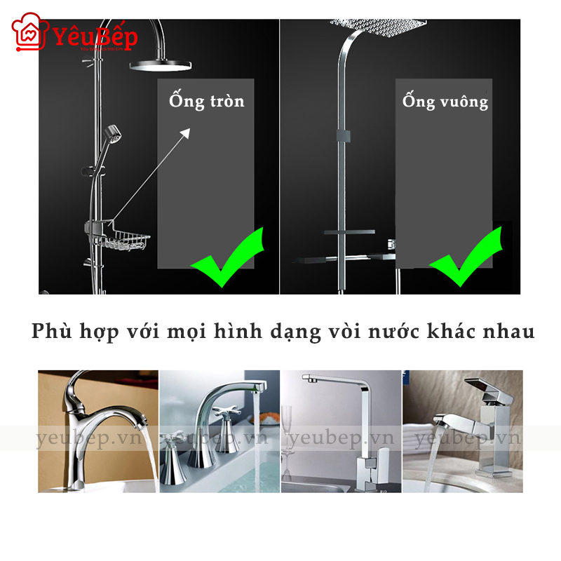 Kệ Inox gắn vào vòi nước, vòi phòng tắm thông minh, không gỉ sét