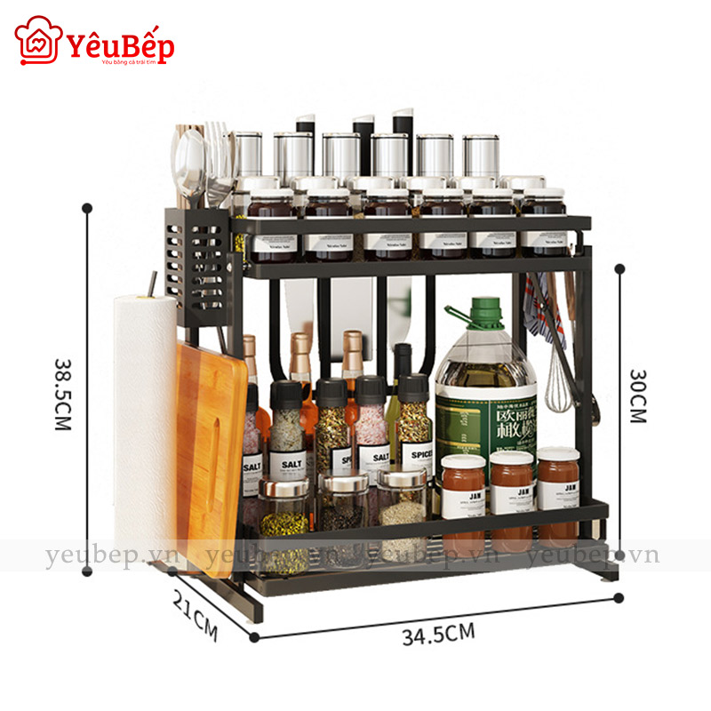 Kệ Gia Vị 2 Tầng Gấp Gọn Hình Chữ H Thông Minh