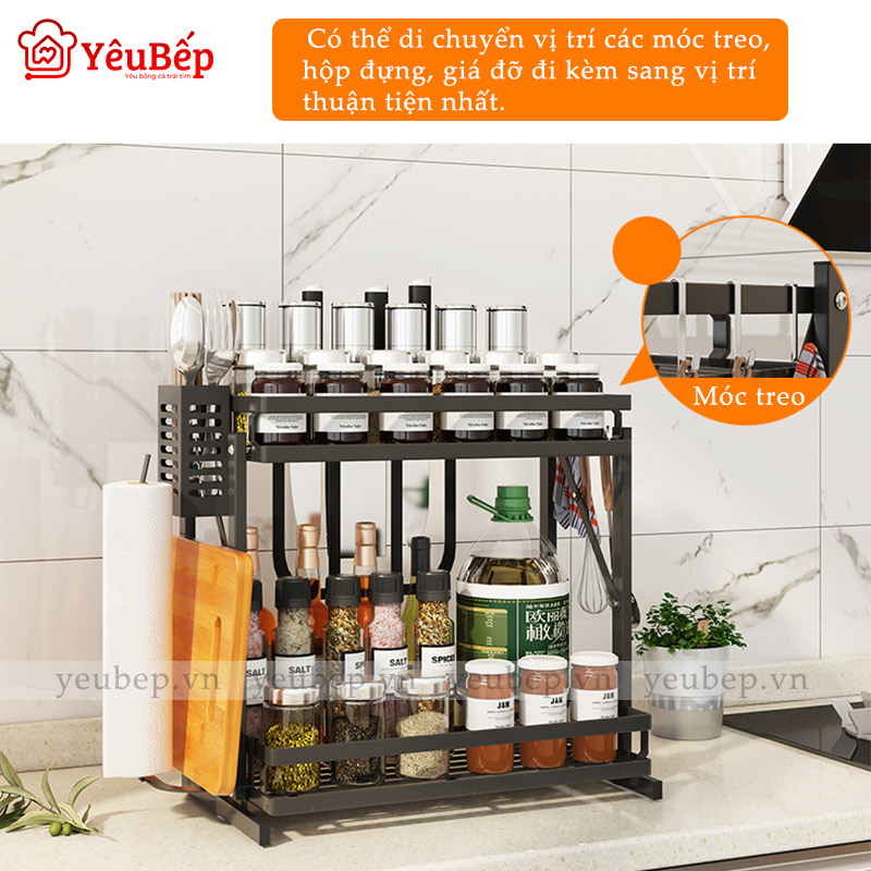 Kệ Gia Vị 2 Tầng Gấp Gọn Hình Chữ H Thông Minh