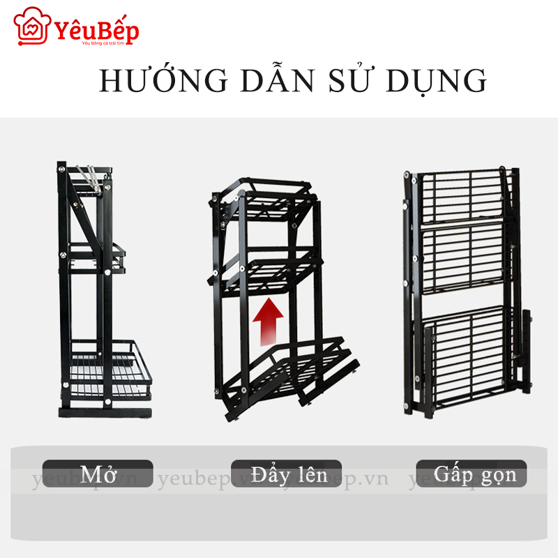 Kệ Gia Vị 3 Tầng Cao Cấp, Đa Năng, Gấp Gọn