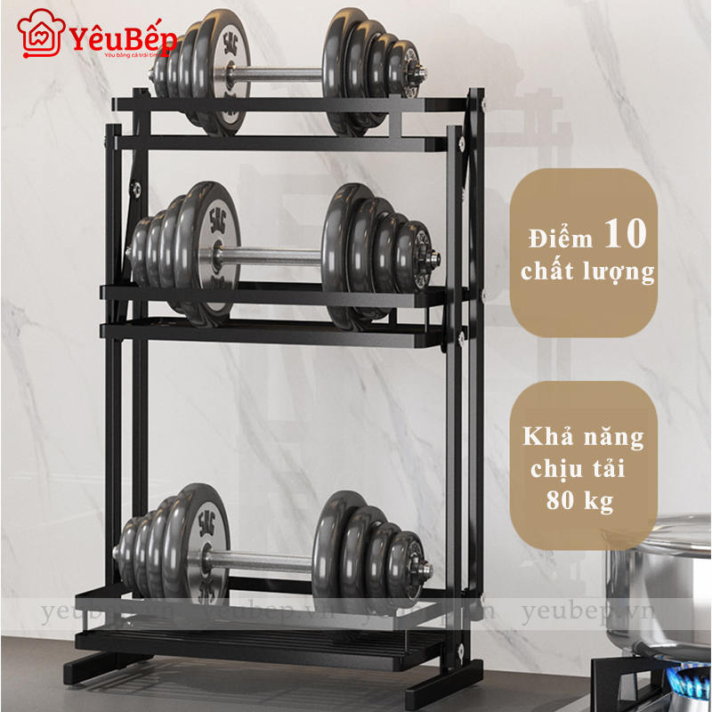 Kệ Gia Vị 3 Tầng Cao Cấp, Đa Năng, Gấp Gọn