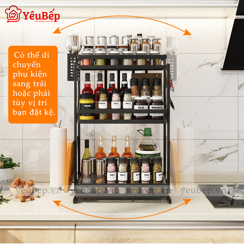 Kệ Gia Vị 3 Tầng Gấp Gọn Hình Chữ H Cho Nhà Bếp Tiện Lợi