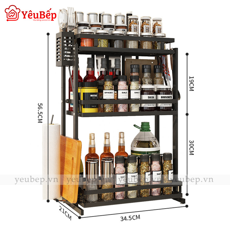 Kệ Gia Vị 3 Tầng Gấp Gọn Hình Chữ H Cho Nhà Bếp Tiện Lợi