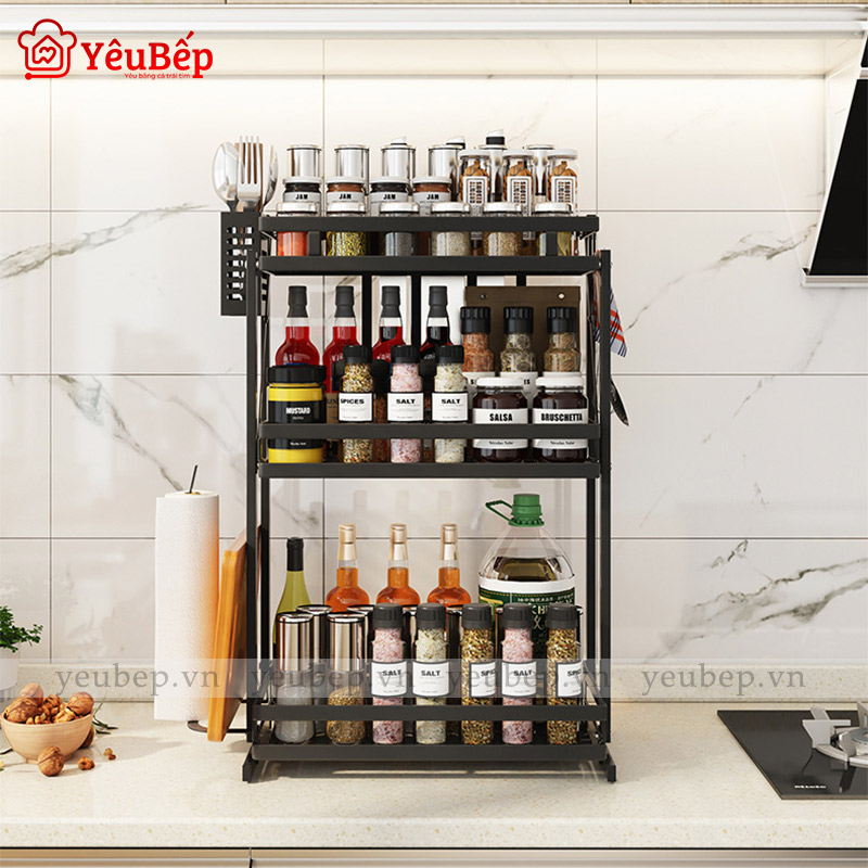 Kệ Gia Vị 3 Tầng Gấp Gọn Hình Chữ H Cho Nhà Bếp Tiện Lợi