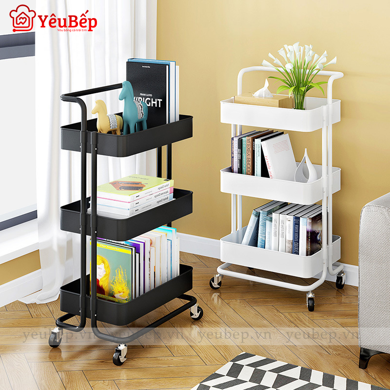 Kệ Gia Vị 3 Tầng Có Bánh Xe Tiện Dụng