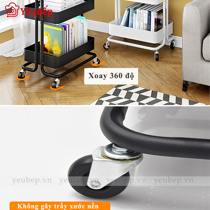 Kệ Gia Vị 3 Tầng Có Bánh Xe Tiện Dụng