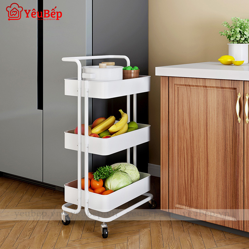Kệ Gia Vị 3 Tầng Có Bánh Xe Tiện Dụng