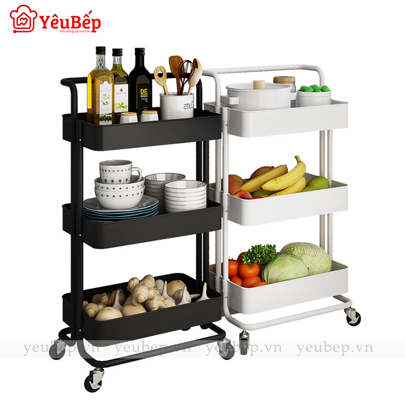 Kệ Gia Vị 3 Tầng Có Bánh Xe Tiện Dụng
