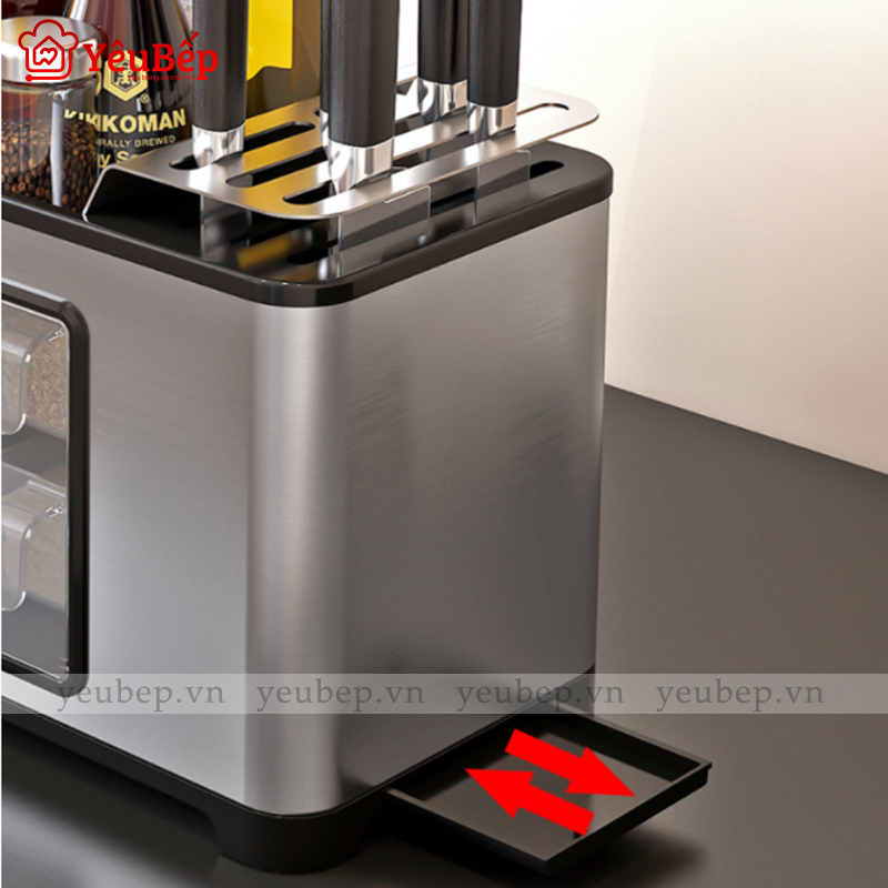 Kệ Gia Vị, Dao, Đũa, Muỗng Để Bàn Thông Minh Phiên Bản  2020 có nắp đậy