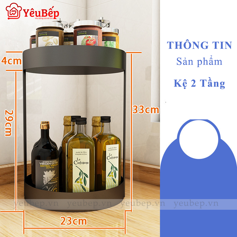 Kệ đựng gia vị xoay 360 độ 2 tầng thông minh