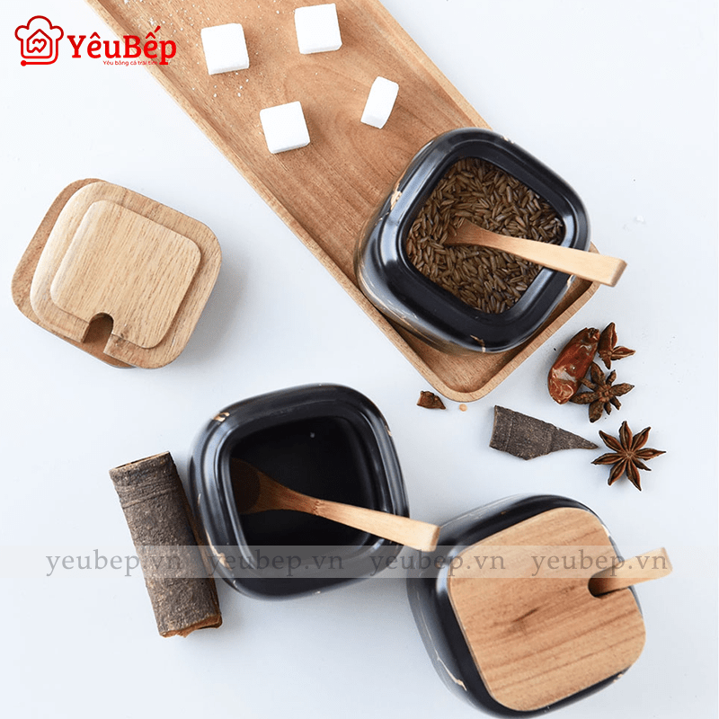 Hũ Đựng Gia Vị Bằng Gốm Cao Cấp, Phong Cách Bắc  Âu Hoạ Tiết Hoa Văn
