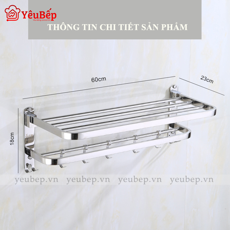Kệ Nhà Tắm Inox 304 Cao Cấp Đa Năng Có Giá Treo Khăn Tắm, Đa Năng Gấp Gọn