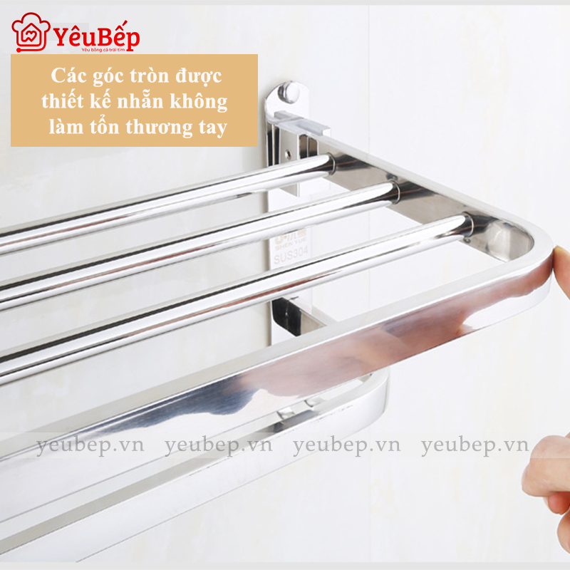 Kệ Nhà Tắm Inox 304 Cao Cấp Đa Năng Có Giá Treo Khăn Tắm, Đa Năng Gấp Gọn