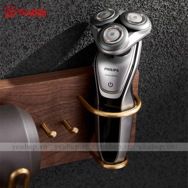 Kệ Treo Máy Sấy Tóc, Máy Cạo Râu Bằng Gỗ Sang Trọng