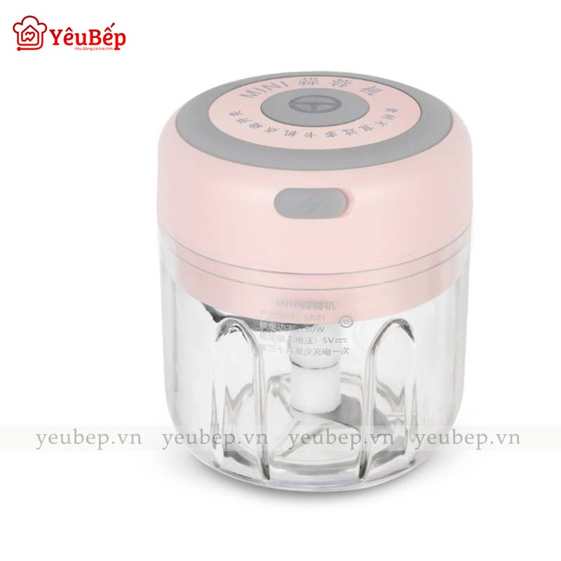 Máy Xay Tỏi Ớt Hành, Thịt, Rau, Củ Quả Cầm Tay Mini Đa Năng Tích Điện Cao Cấp - Sạc Pin Bằng Cổng USB